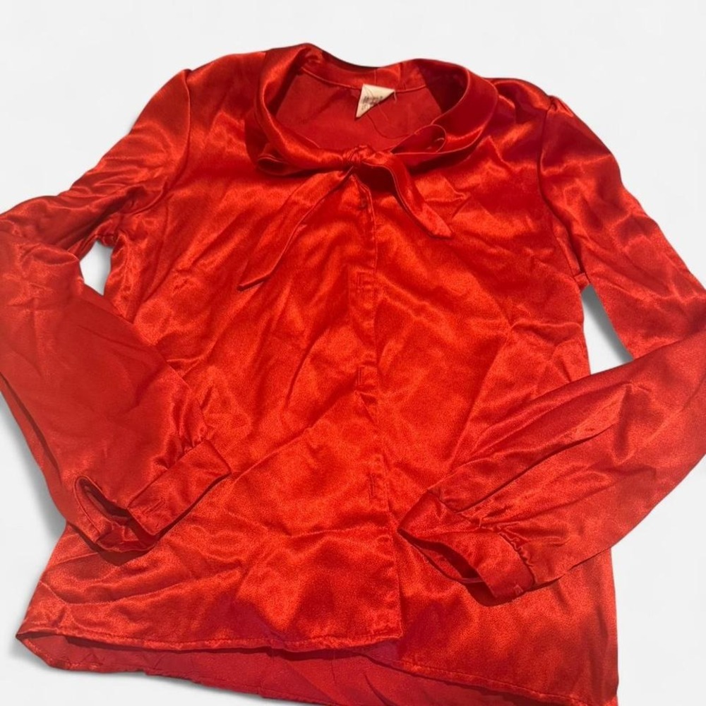 Red satin blouse